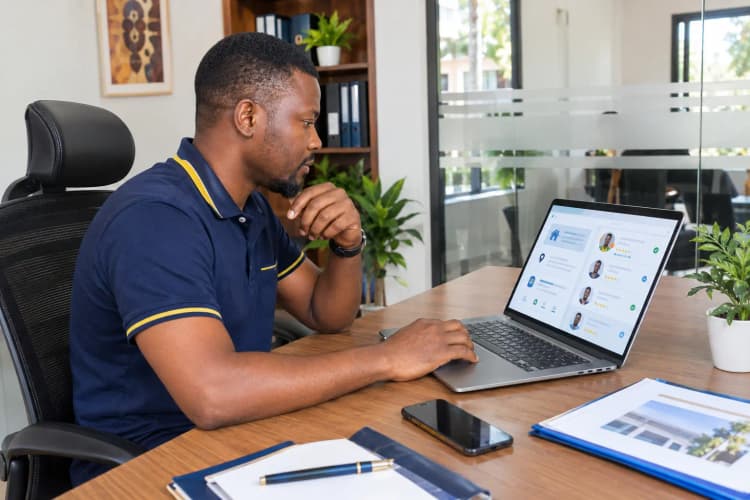 Cliente suivant sa demande depuis son téléphone